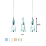 Modern Blue Glass Cone Dining Room Pendant Light #size