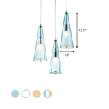 Modern Blue Glass Cone Dining Room Pendant Light Image - 34