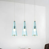 Modern Blue Glass Cone Dining Room Pendant Light Image - 6