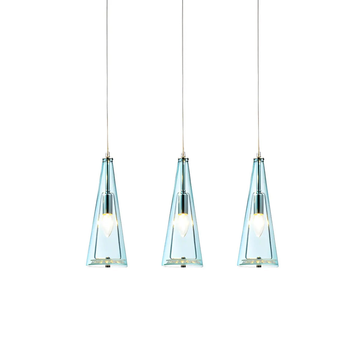 Modern Blue Glass Cone Dining Room Pendant Light Image - 7