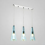 Modern Blue Glass Cone Dining Room Pendant Light Image - 8