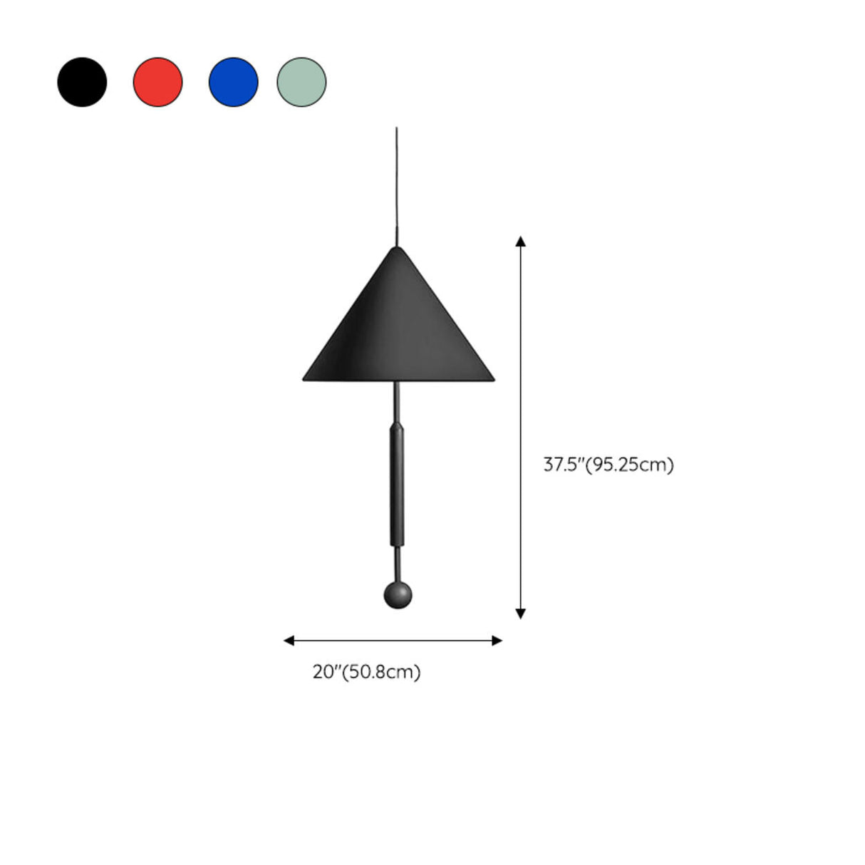 Modern Blue Metal Cone Geometric Bedroom Pendant Light Image - 11