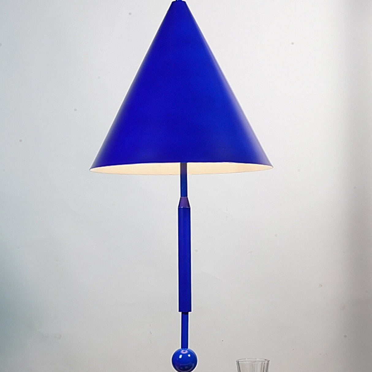 Modern Blue Metal Cone Geometric Bedroom Pendant Light Image - 8