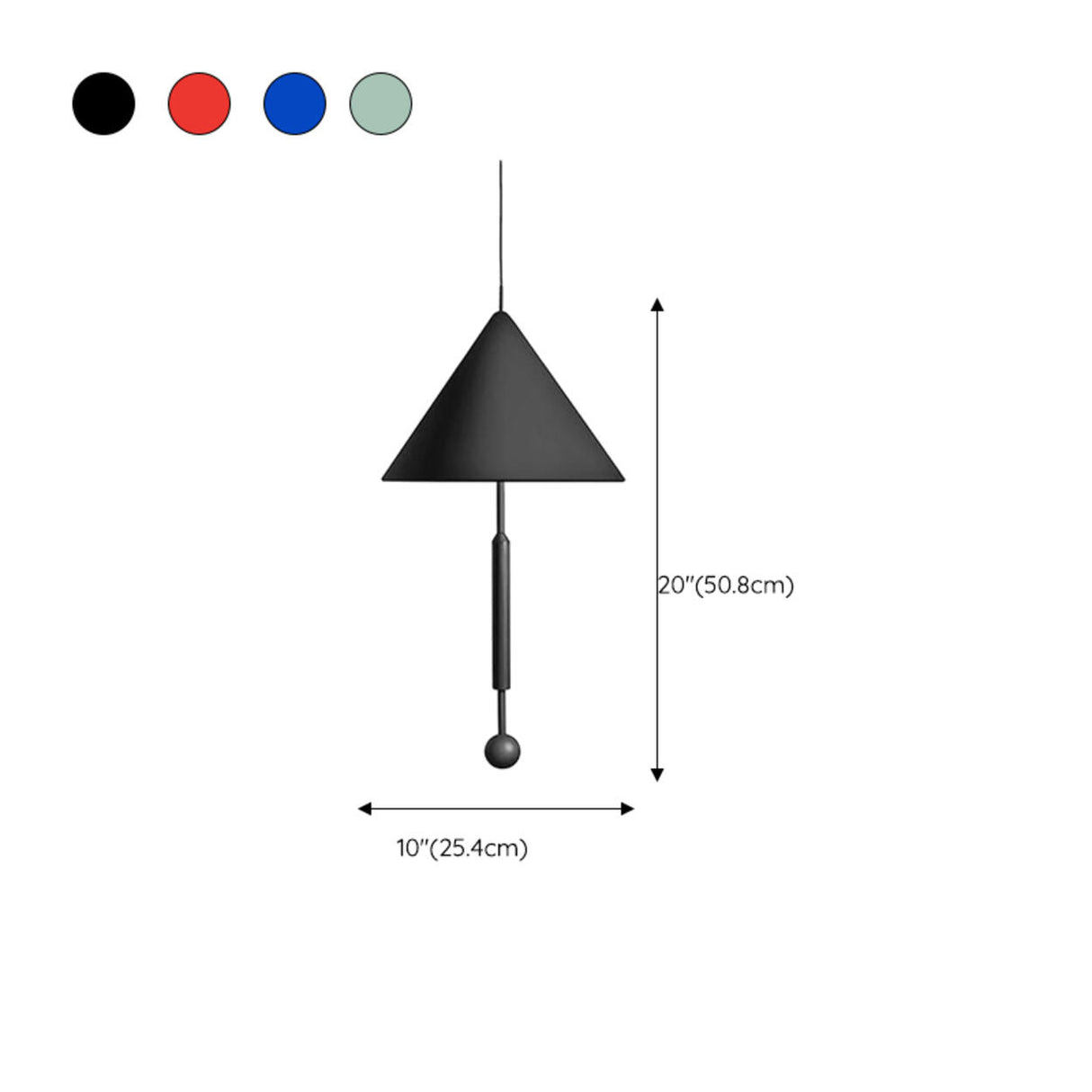 Modern Blue Metal Cone Geometric Bedroom Pendant Light 