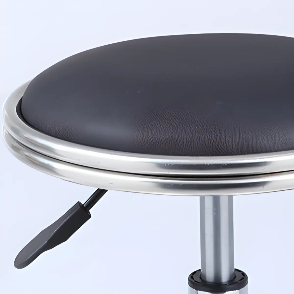 Modern Blue Round Alloy Office Stool Backless Leather Seat Image - 10