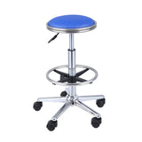 Modern Blue Round Alloy Office Stool Backless Leather Seat Image - 14