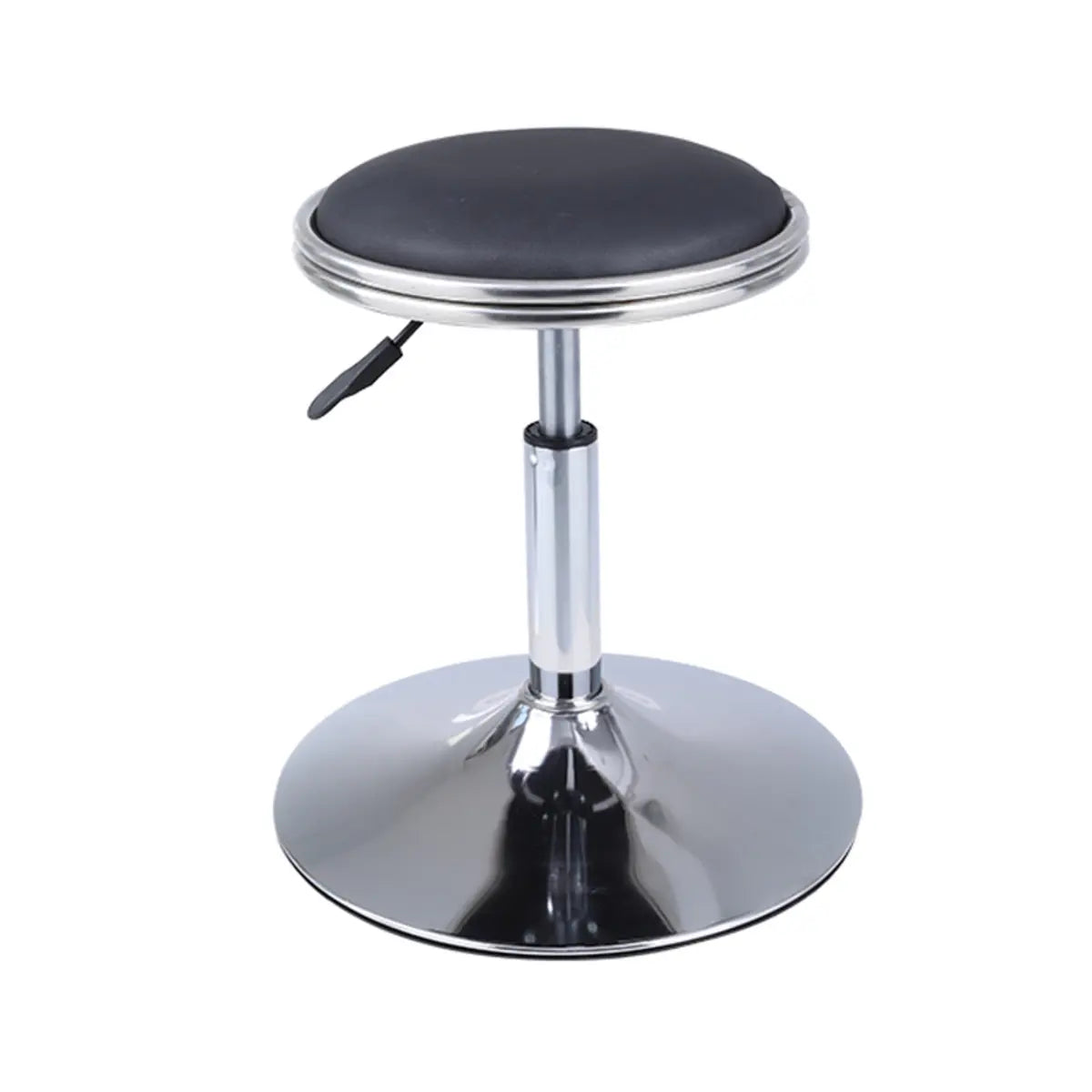 Modern Blue Round Alloy Office Stool Backless Leather Seat Image - 15