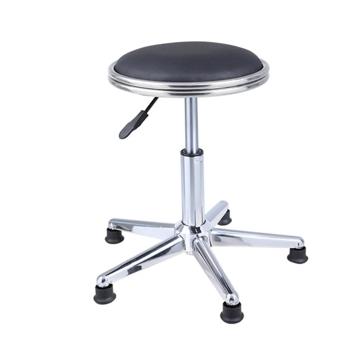 Modern Blue Round Alloy Office Stool Backless Leather Seat Image - 16