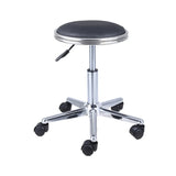 Modern Blue Round Alloy Office Stool Backless Leather Seat Image - 17