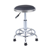 Modern Blue Round Alloy Office Stool Backless Leather Seat Image - 18