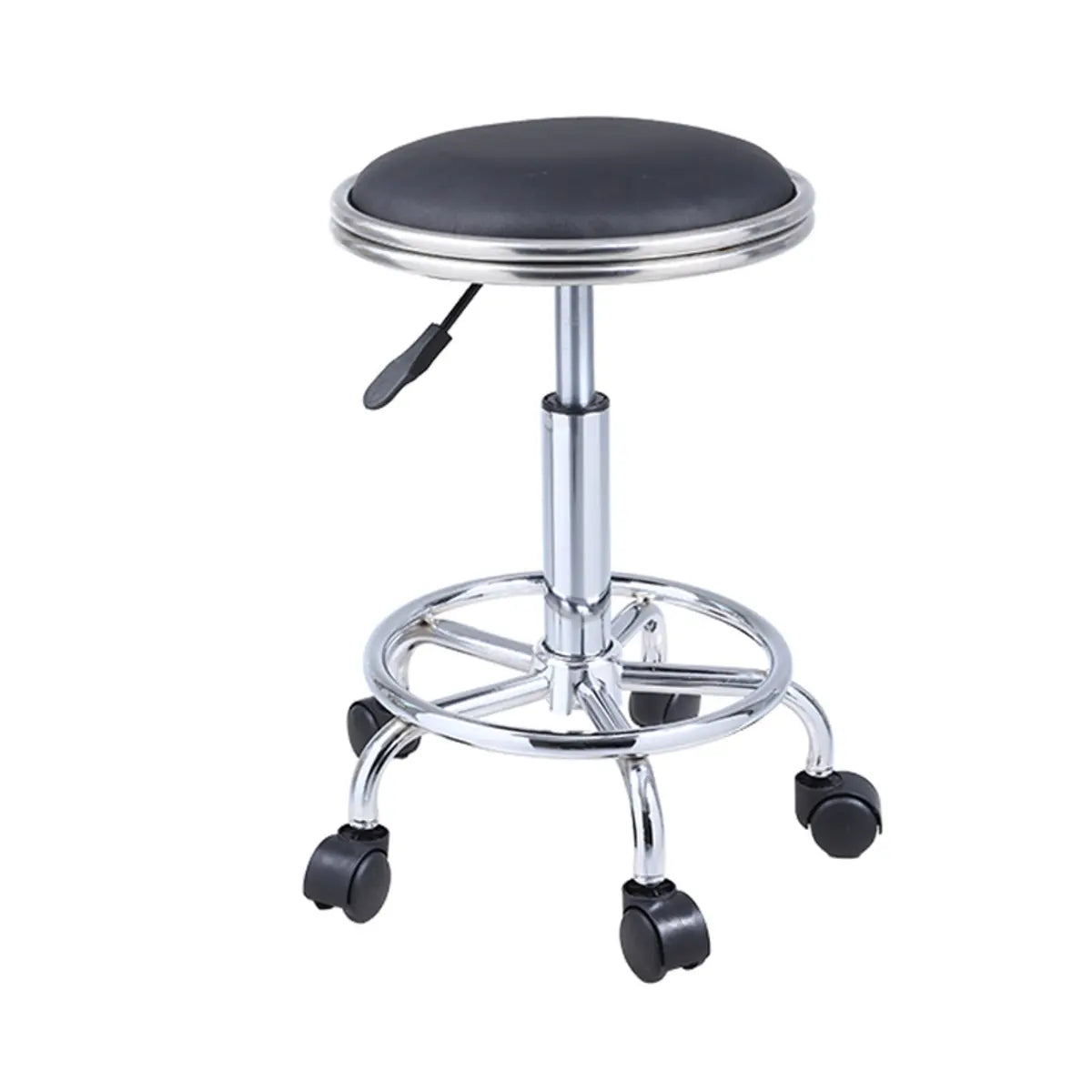 Modern Blue Round Alloy Office Stool Backless Leather Seat Image - 19