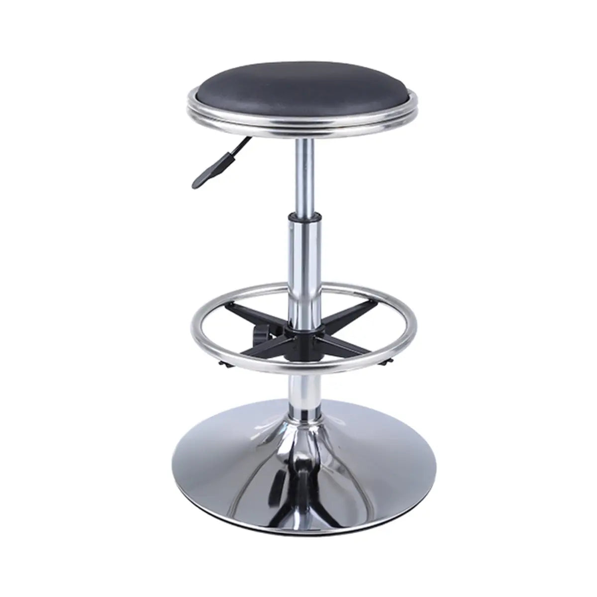 Modern Blue Round Alloy Office Stool Backless Leather Seat Image - 20