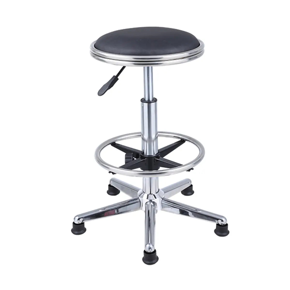 Modern Blue Round Alloy Office Stool Backless Leather Seat Image - 21