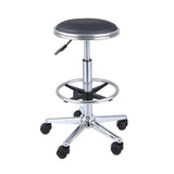 Modern Blue Round Alloy Office Stool Backless Leather Seat Image - 22