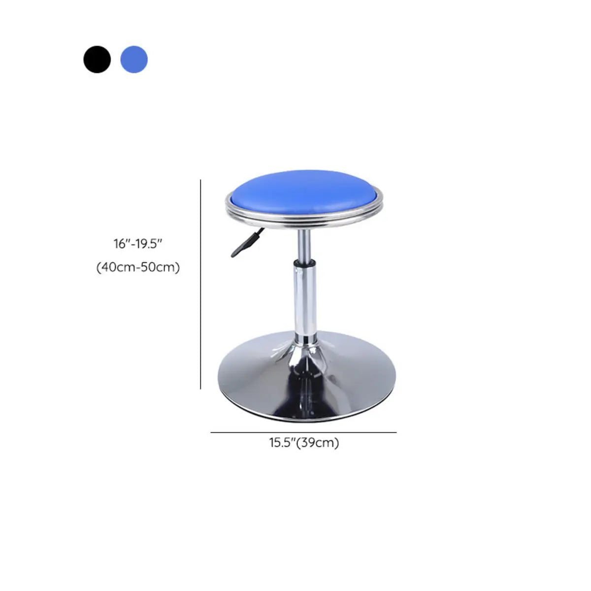 Modern Blue Round Alloy Office Stool Backless Leather Seat Image - 23