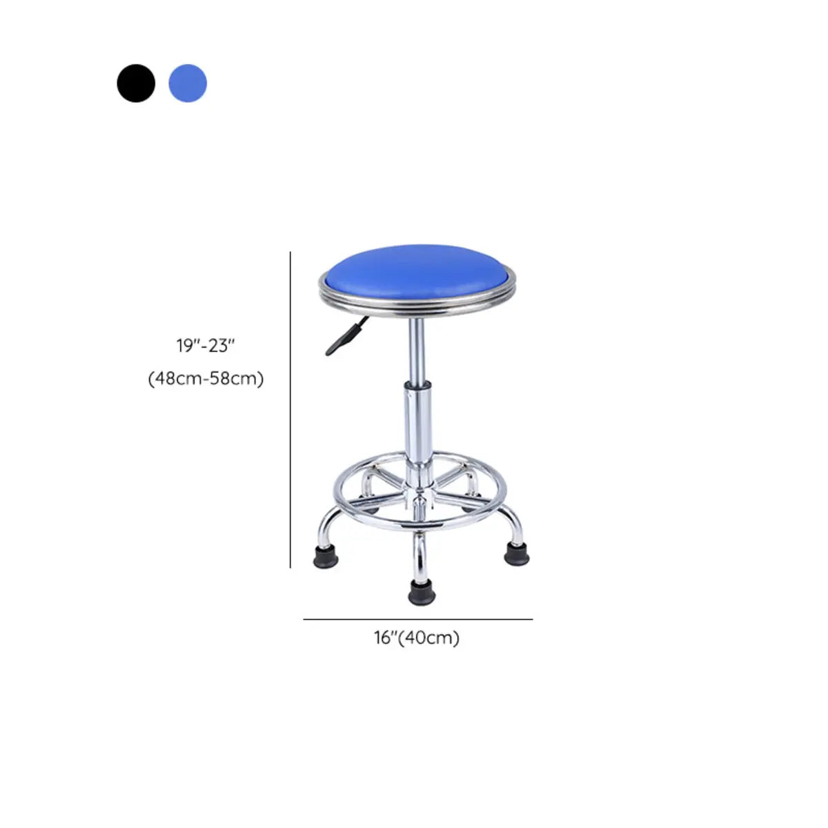 Modern Blue Round Alloy Office Stool Backless Leather Seat Image - 24