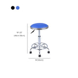 Modern Blue Round Alloy Office Stool Backless Leather Seat Image - 24