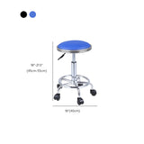 Modern Blue Round Alloy Office Stool Backless Leather Seat #size