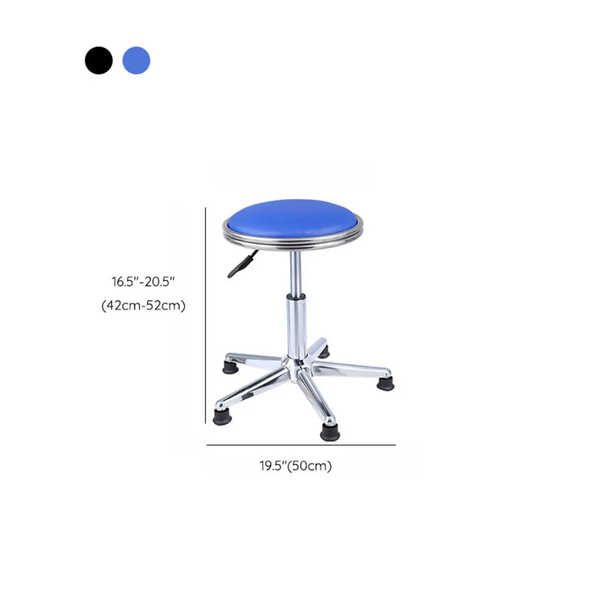 Modern Blue Round Alloy Office Stool Backless Leather Seat Image - 26