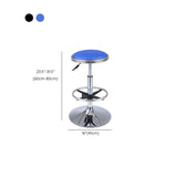 Modern Blue Round Alloy Office Stool Backless Leather Seat Image - 28