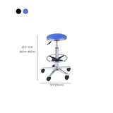 Modern Blue Round Alloy Office Stool Backless Leather Seat Image - 29