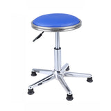 Modern Blue Round Alloy Office Stool Backless Leather Seat Image - 3