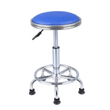 Modern Blue Round Alloy Office Stool Backless Leather Seat Image - 7