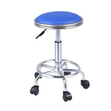 Modern Blue Round Alloy Office Stool Backless Leather Seat Image - 9