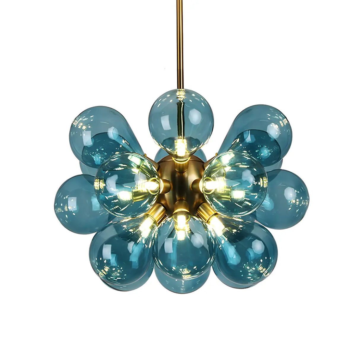 Modern Blues Bubble Spherical Glass Chandelier Living Room Image - 3