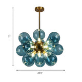 Modern Blues Bubble Spherical Glass Chandelier Living Room Image - 4