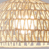 Modern Bohemian Beige White Rattan Dome Floor Lamp Image - 7