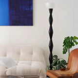 Modern Bowl and Black Gourd String Ceramic Floor Lamp Image - 3