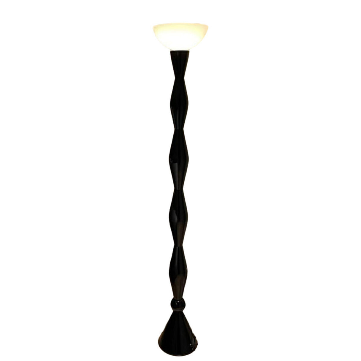 Modern Bowl and Black Gourd String Ceramic Floor Lamp Image - 5