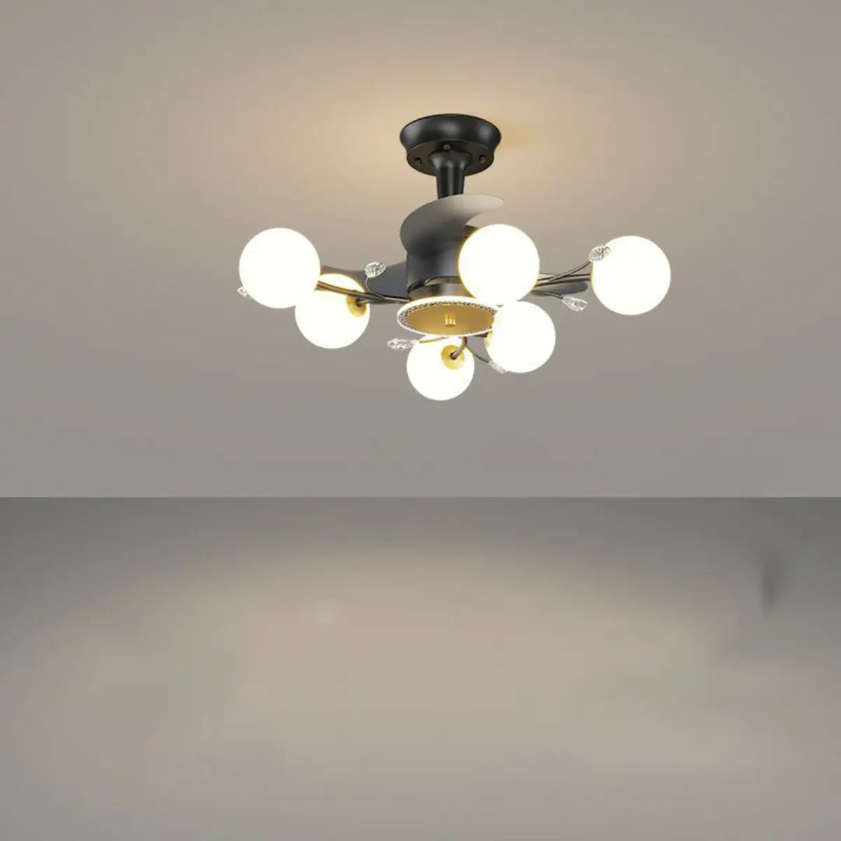 Artistic Elegant Branch Ball Shade Ceiling Fan Light Image - 2