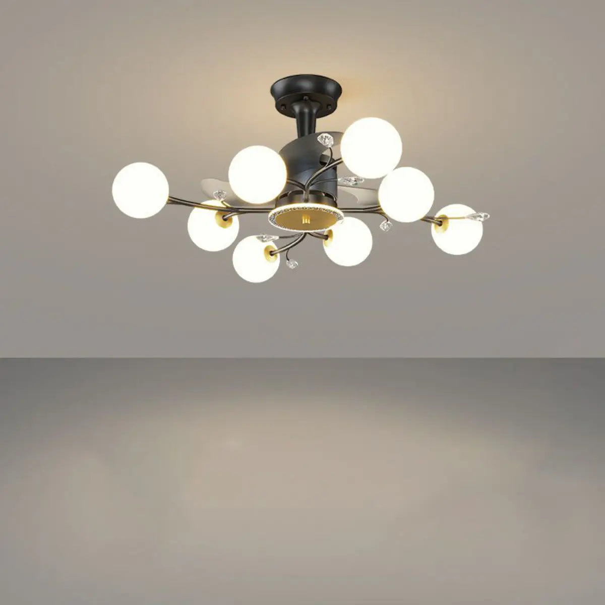 Artistic Elegant Branch Ball Shade Ceiling Fan Light Image - 3