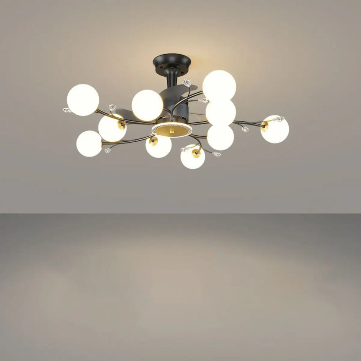 Artistic Elegant Branch Ball Shade Ceiling Fan Light Image - 5