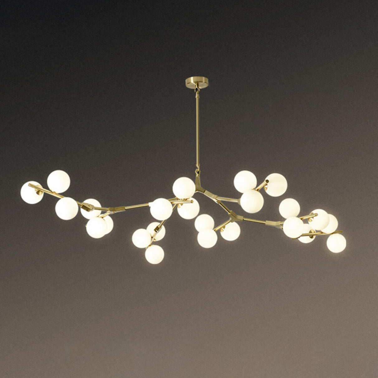 Modern Branch Metal Arm Milk Glass Bubble Chandelier Image - 11