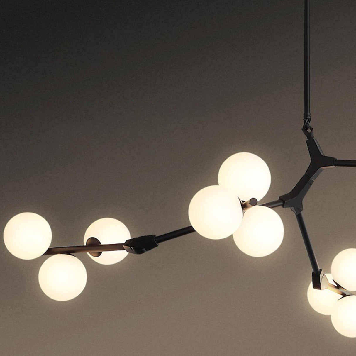 Modern Branch Metal Arm Milk Glass Bubble Chandelier Image - 13