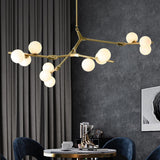 Modern Branch Metal Arm Milk Glass Bubble Chandelier Image - 4