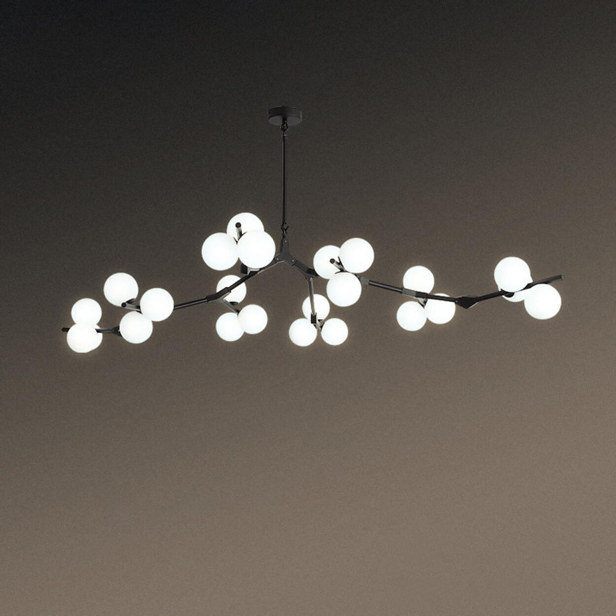 Modern Branch Metal Arm Milk Glass Bubble Chandelier Image - 5