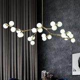 Modern Branch Metal Arm Milk Glass Bubble Chandelier Image - 6