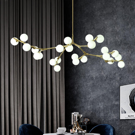 Modern Branching White Bubble Globe Chandelier  Image - 1