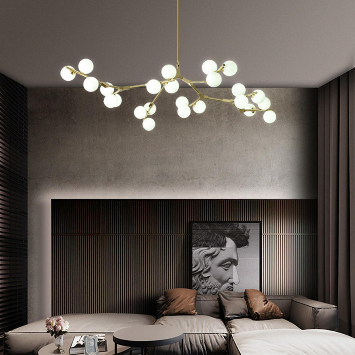 Modern Branching White Bubble Globe Chandelier  Image - 6