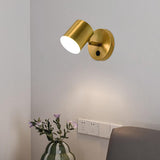 Modern Brass Adjustable Cylindrical LED Wall Sconce Image - 1