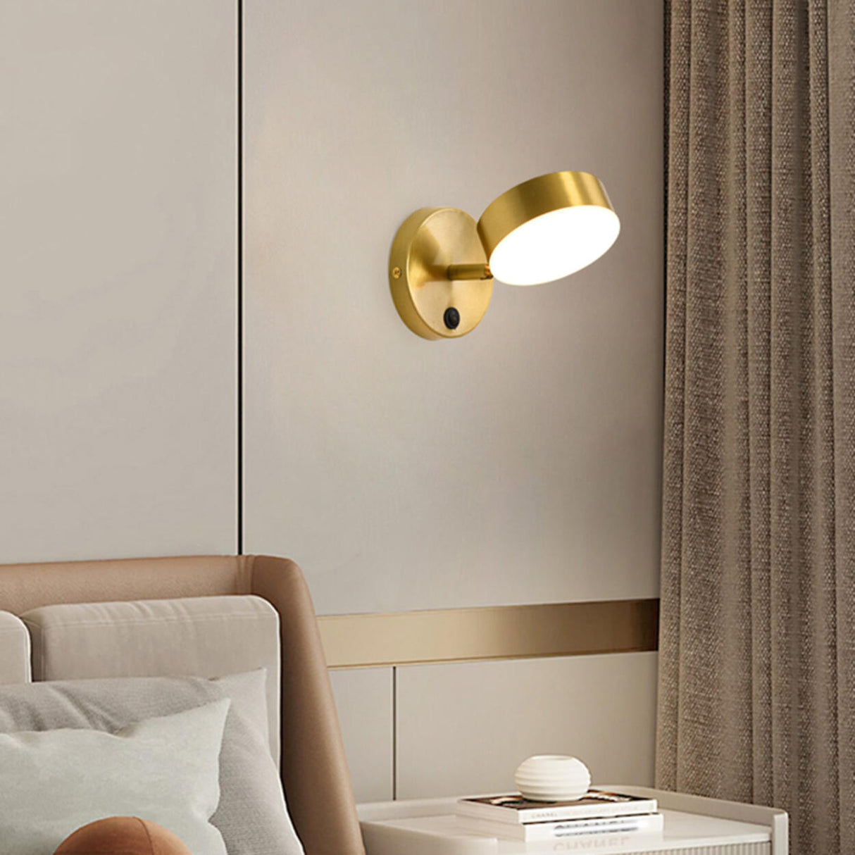 Modern Brass Adjustable Cylindrical LED Wall Sconce Image - 13