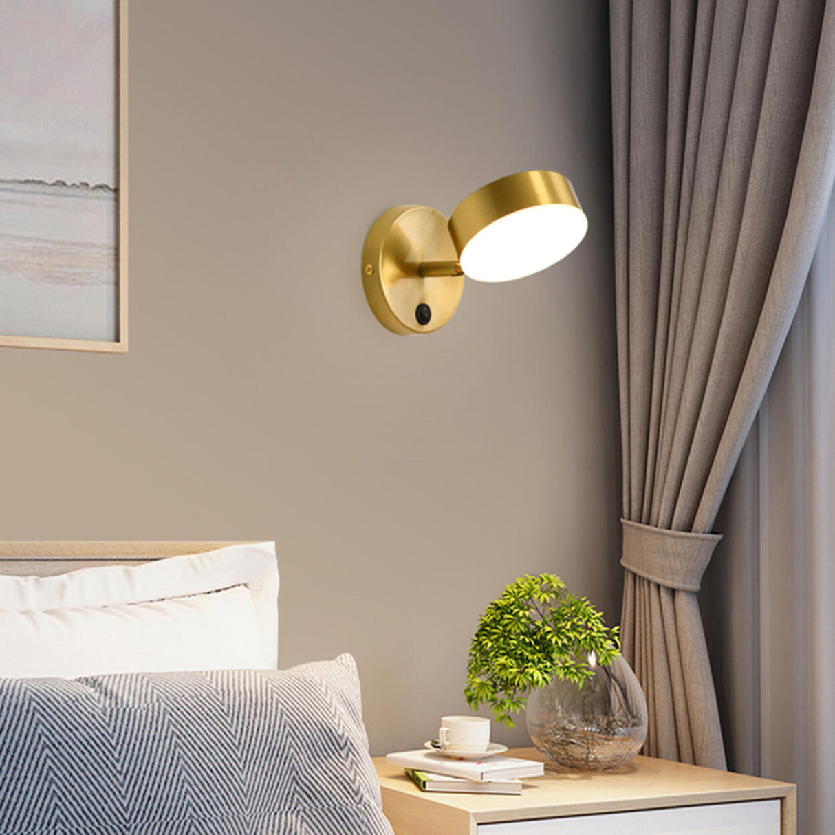 Modern Brass Adjustable Cylindrical LED Wall Sconce Image - 5