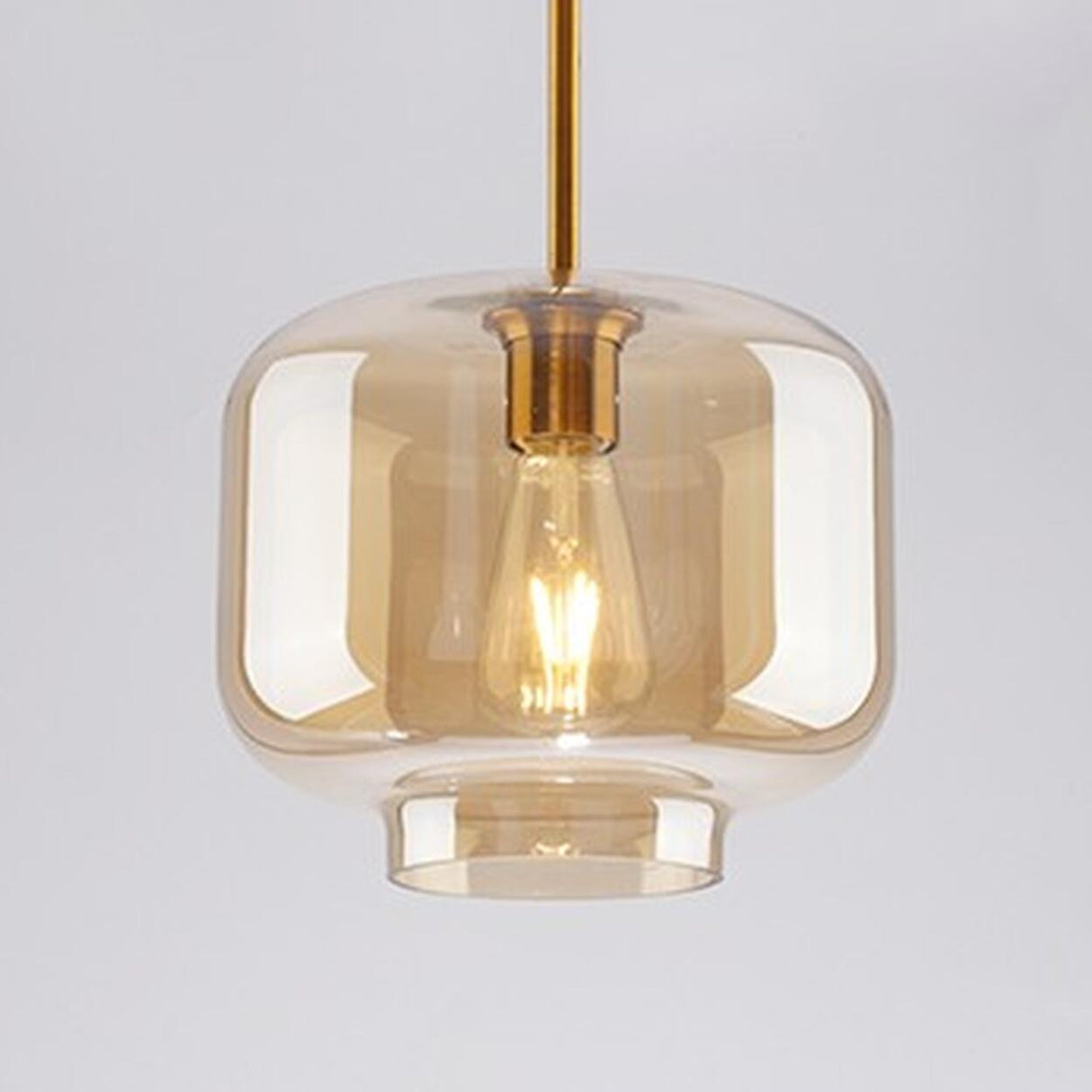 Modern Brass Amber Clear Glass Globe Pendant Lights Image - 10