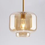 Modern Brass Amber Clear Glass Globe Pendant Lights Image - 10