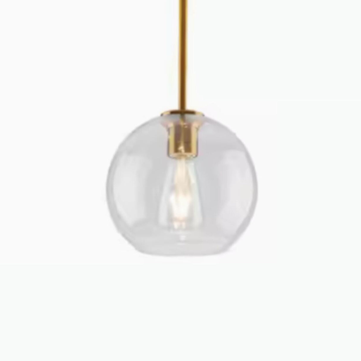 Modern Brass Amber Clear Glass Globe Pendant Lights Image - 2