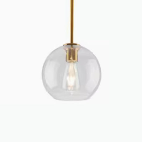 Modern Brass Amber Clear Glass Globe Pendant Lights Image - 2